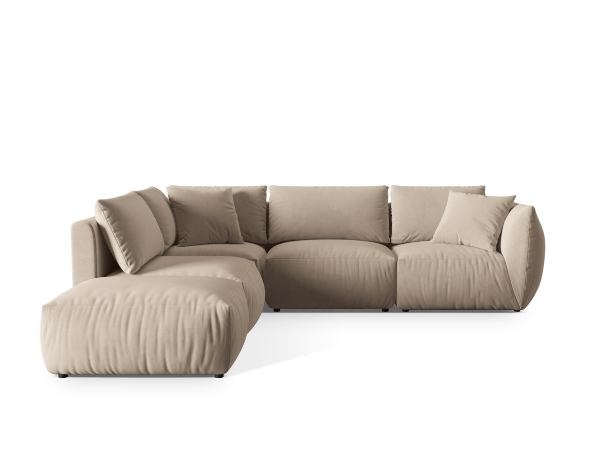 Chris Velour Modular Ecksofa links 4 Sitzer in Ecru-Casino präsentiert im Onlineshop von KAQTU Design AG. Ecksofa links ist von Micadoni