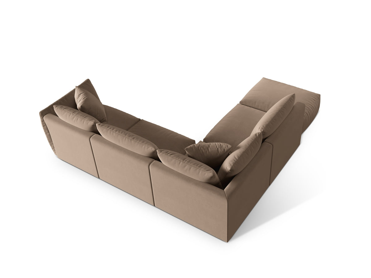 Chris Velour Modular Ecksofa links 4 Sitzer in Light Brown-Casino präsentiert im Onlineshop von KAQTU Design AG. Ecksofa links ist von Micadoni