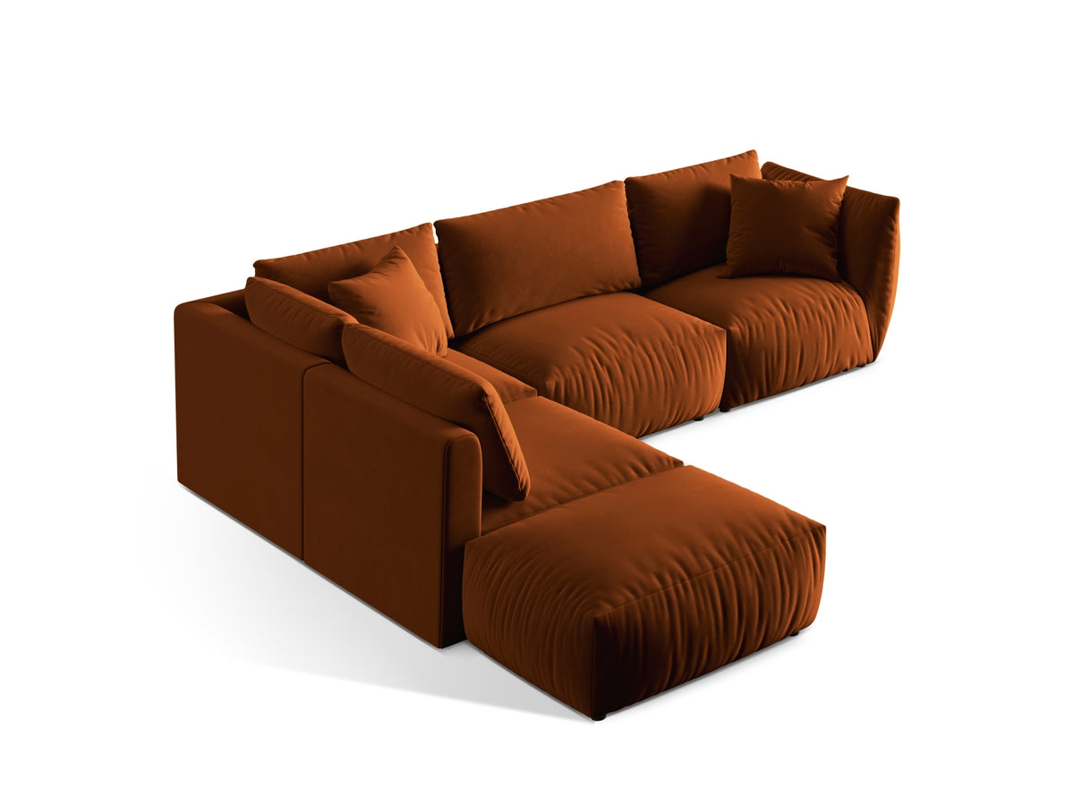 Chris Velour Modular Ecksofa links 4 Sitzer in Terracotta-Casino präsentiert im Onlineshop von KAQTU Design AG. Ecksofa links ist von Micadoni