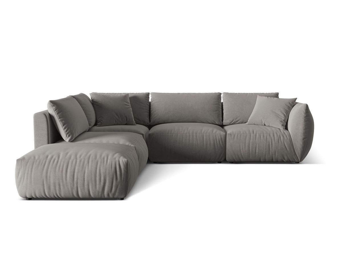 Chris Velour Modular Ecksofa links 4 Sitzer in Grey-Casino präsentiert im Onlineshop von KAQTU Design AG. Ecksofa links ist von Micadoni