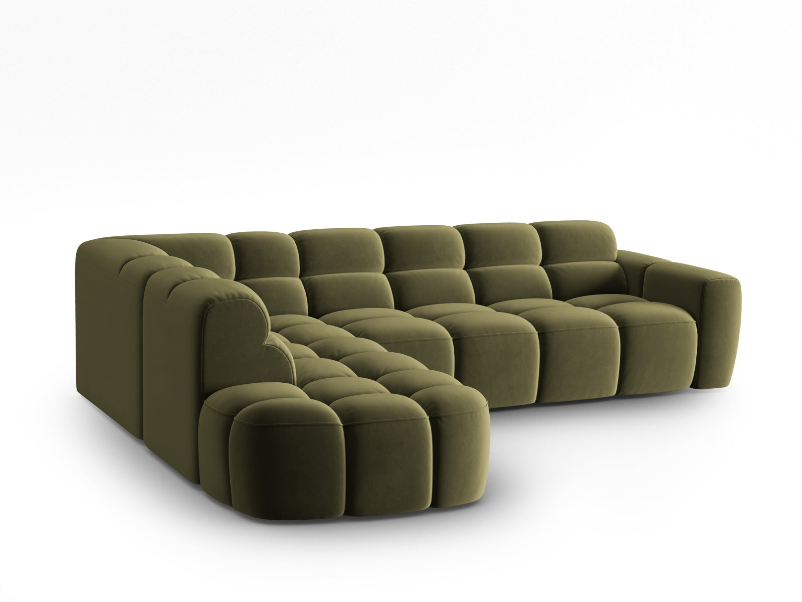 Lisa Velour links Ecksofa 5 Sitzer in Light Green präsentiert im Onlineshop von KAQTU Design AG. Ecksofa links ist von Micadoni