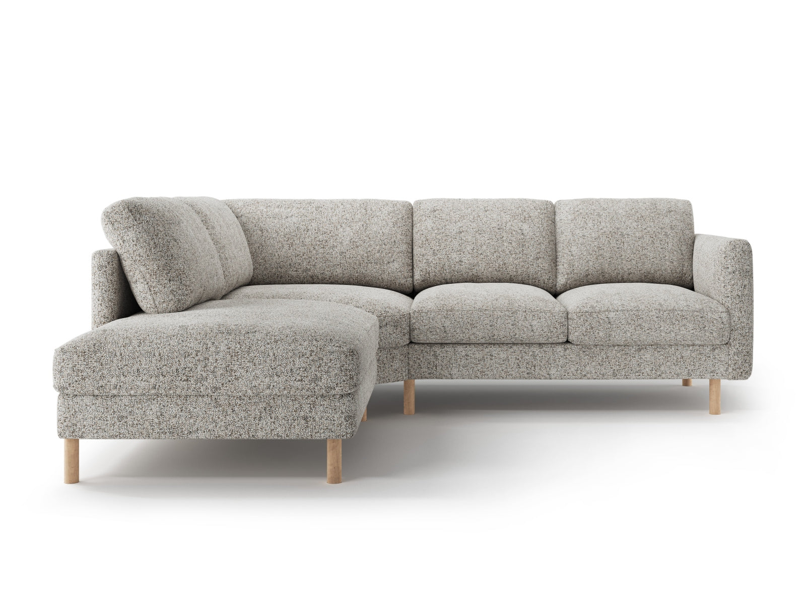 Elegantes Eden Ecksofa links für 4 Personen, ideal für gesellige Runden, in einem zeitgemäßen beige melange Farbton.