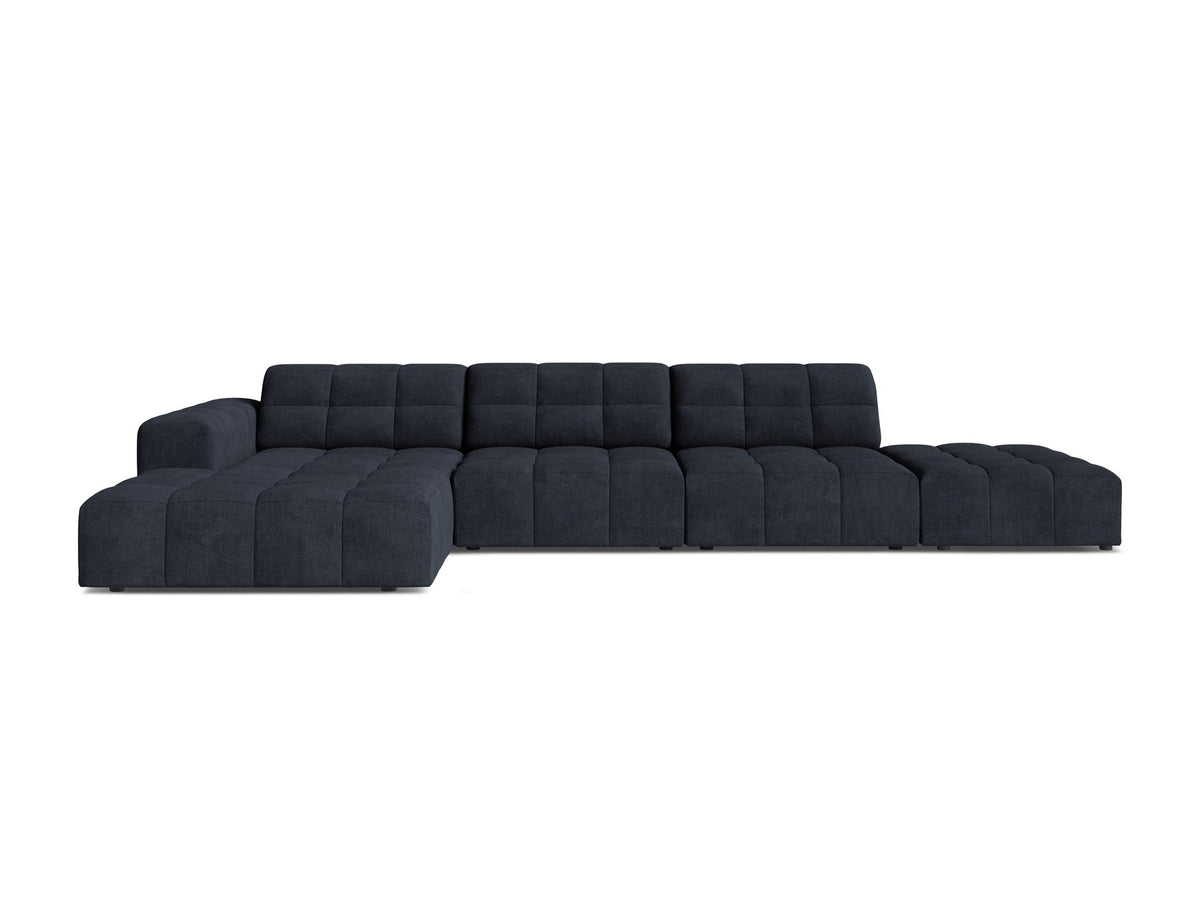 Linkes Ecksofa Jennifer von Micadoni in leichtem Beige mit Bluvel-Stoffbezug, L-Form und schwarzen Kunststoffbeinen aus Polypropylen