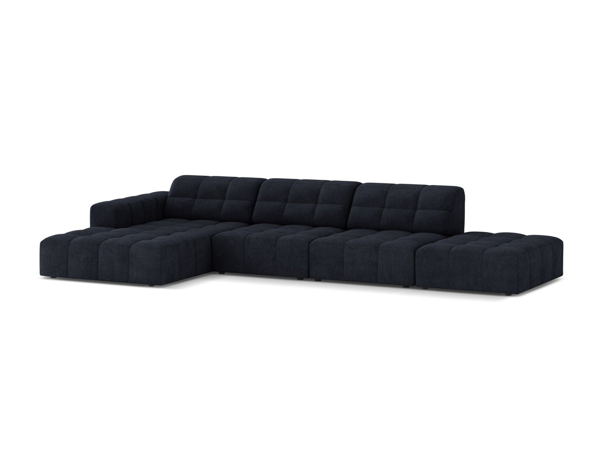Linkes Ecksofa Jennifer von Micadoni in leichtem Beige mit Bluvel-Stoffbezug, L-Form und schwarzen Kunststoffbeinen aus Polypropylen