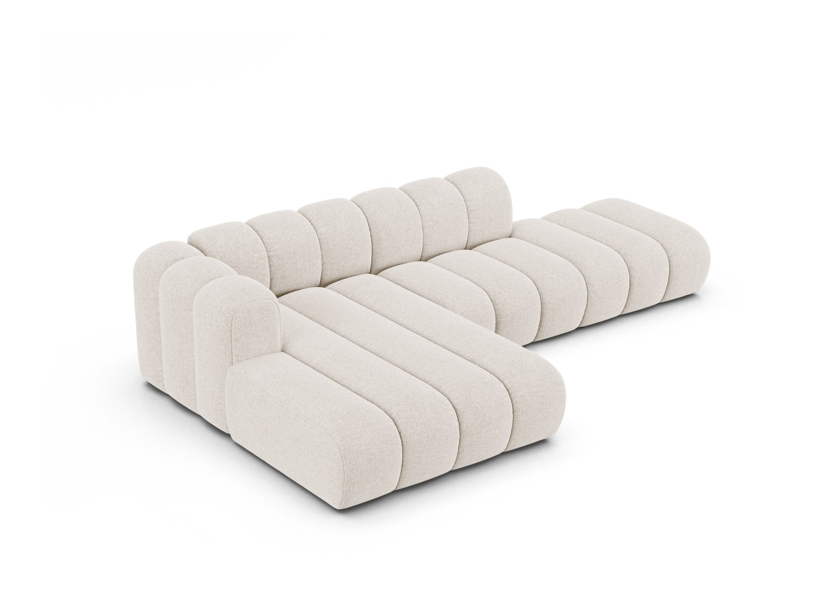 Modernes 5-Sitzer Ecksofa in hellem Beige von Micadoni, perfekt für gemütliche und stilvolle Wohnbereiche.