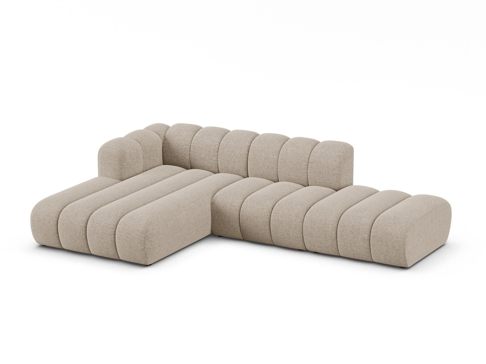 Elegantes Lupine Modular Open Ecksofa in Dunkelbeige, ideal für stilvolle Wohnräume. 5-Sitzer L-Form von Micadoni, perfekt für gesellige Abende.