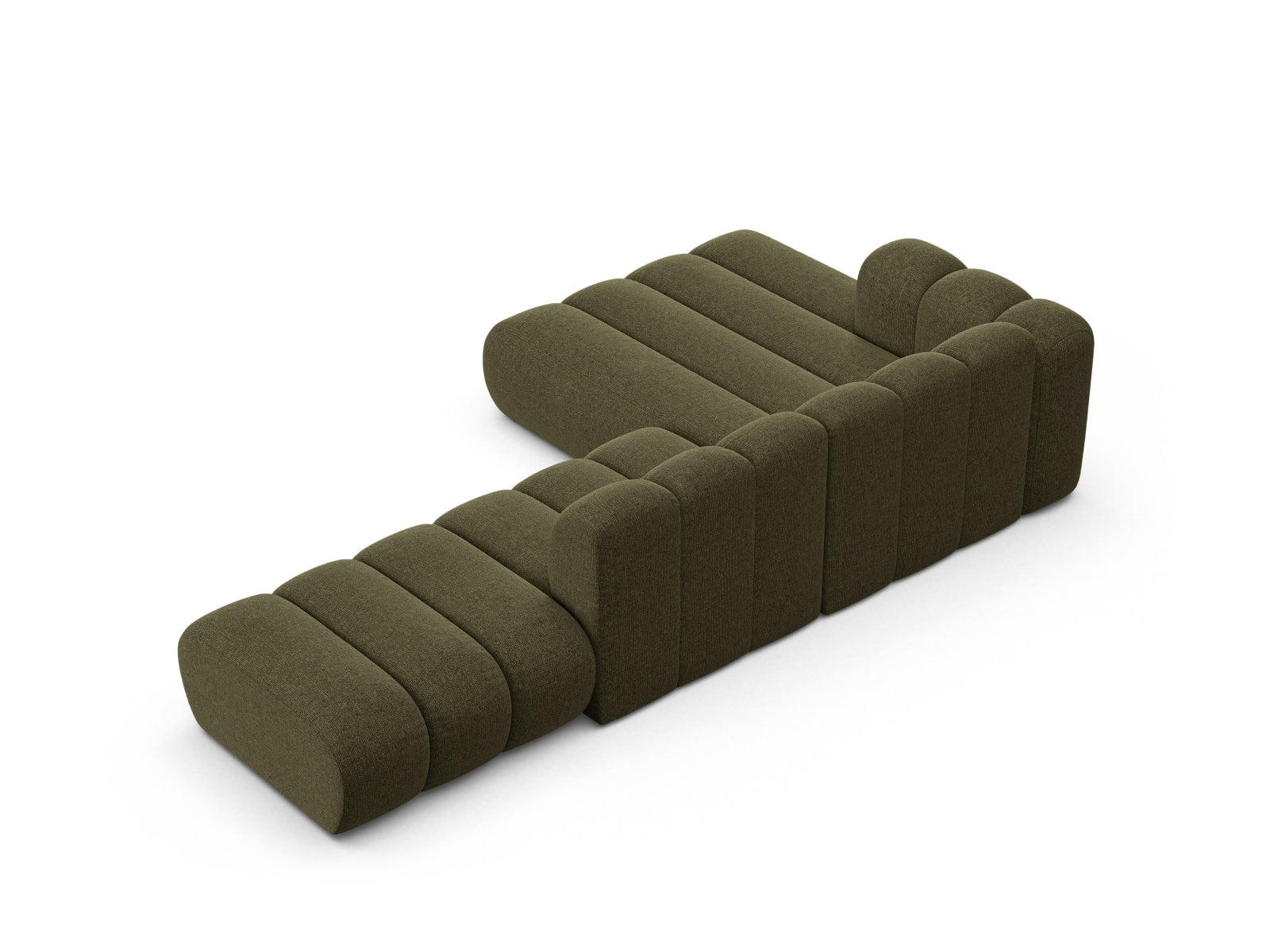 Elegantes 5-Sitzer Ecksofa Lupine Modular Open in Green-Eden, ideal für stilvolle und einladende Wohnräume von Micadoni.