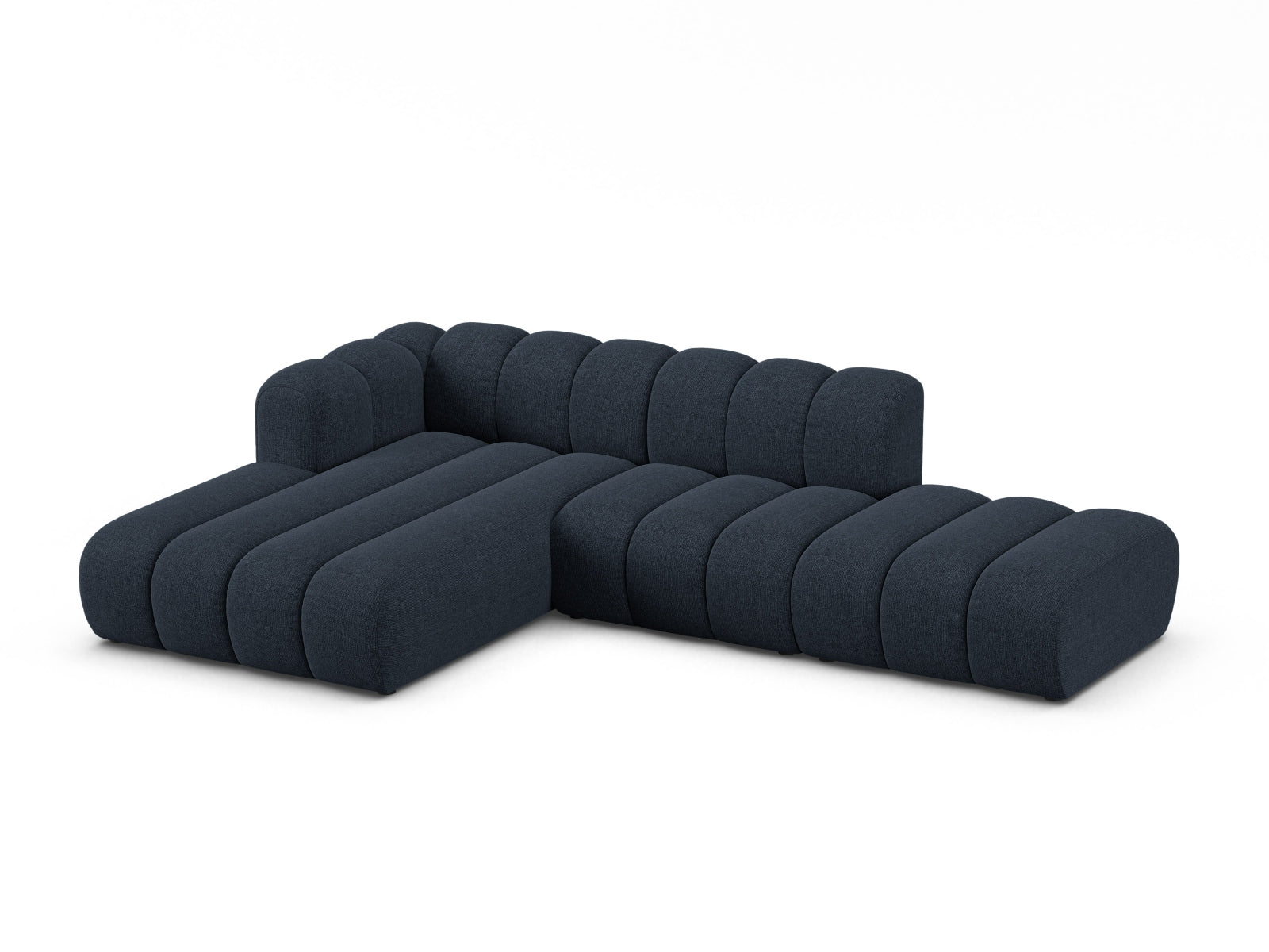 Elegantes Lupine Modular Open Ecksofa in Navy Blue-Eden, ideal für stilvolle Wohnräume. 5-Sitzer L-Form von Micadoni.