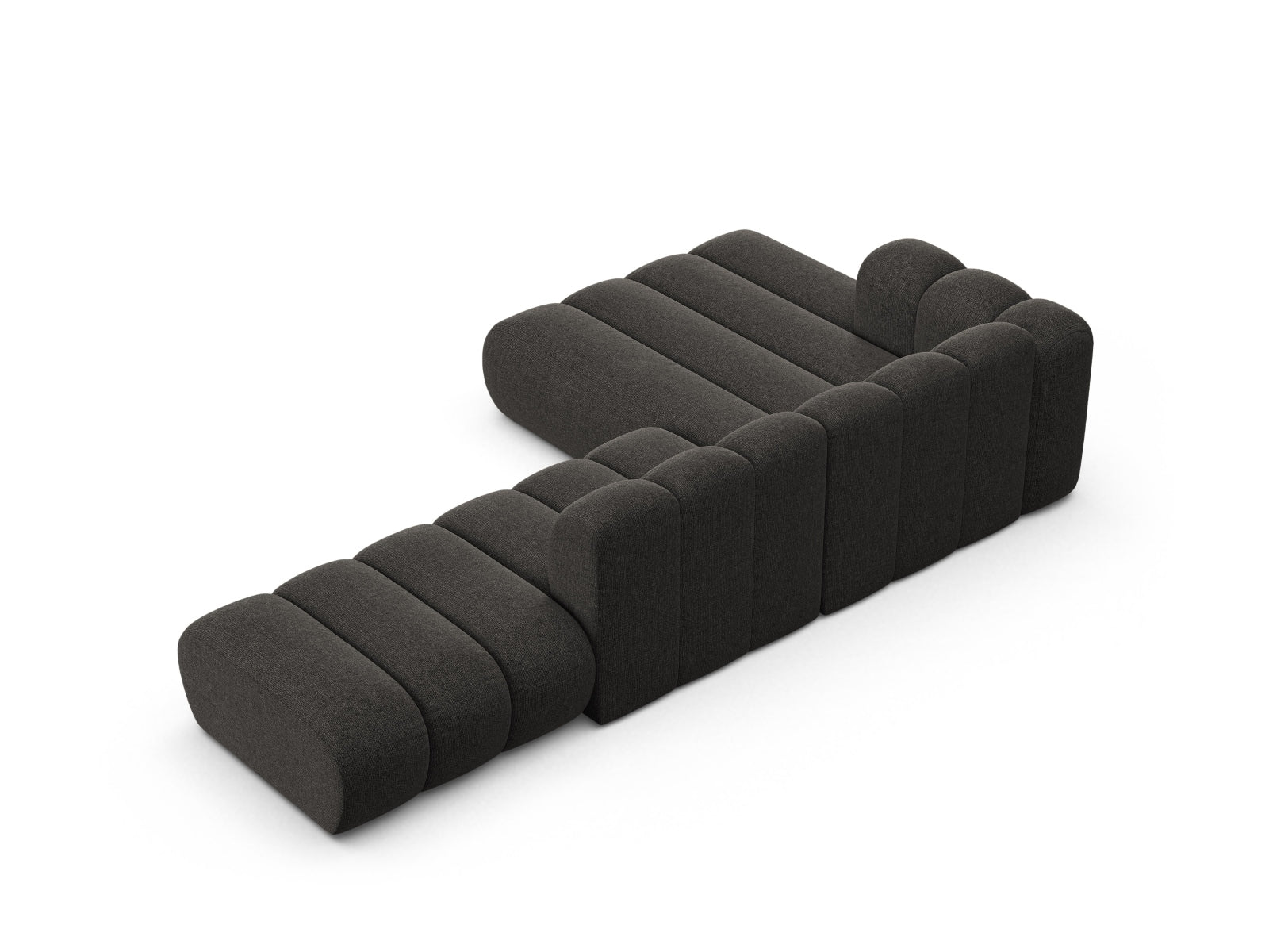 Elegantes, linksseitiges 5-Sitzer Ecksofa Lupine in Dunkelgrau von Micadoni, ideal für stilvolle und einladende Wohnräume.