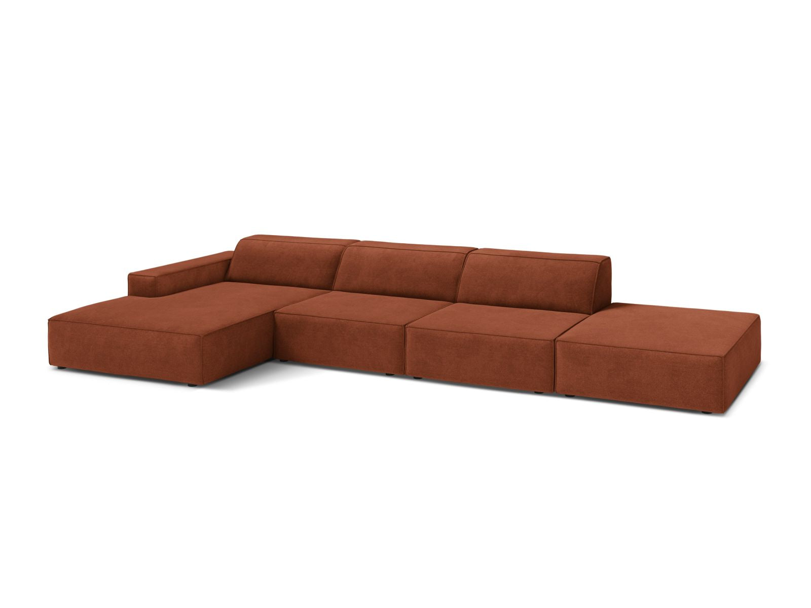 Modulares 5-Sitzer Ecksofa Jodie in stilvollem Brick-Liberty, ideal für moderne Wohnräume, erhältlich bei KAQTU Design AG.