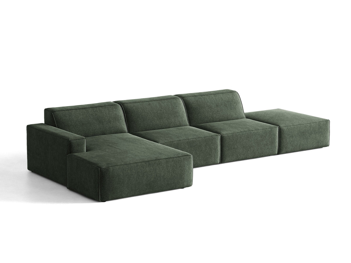 Modulares Ecksofa Jodie von Micadoni, L-Form mit Meridienne links, Polsterstoff, schwarze Beine