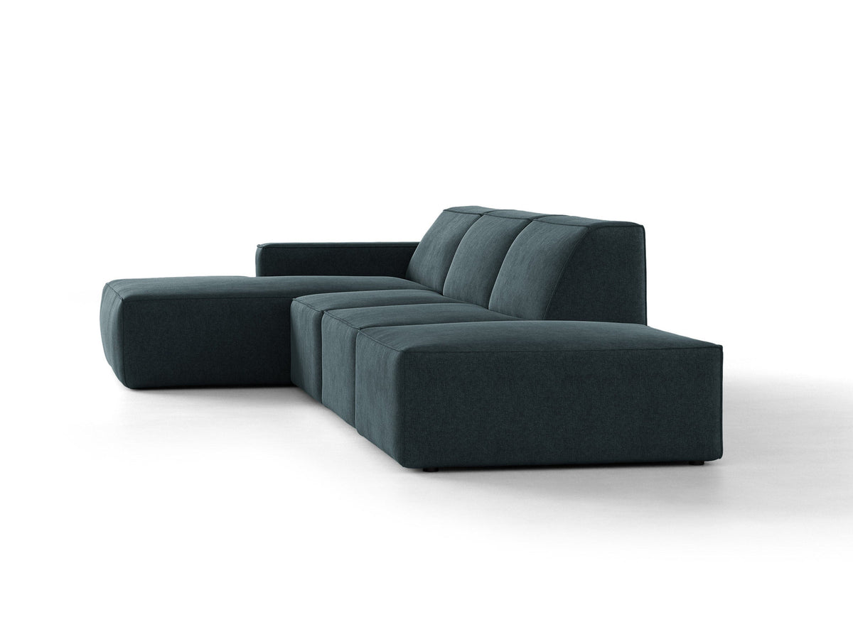 Modulares Ecksofa Jodie von Micadoni, L-Form mit Meridienne links, Polsterstoff, schwarze Beine