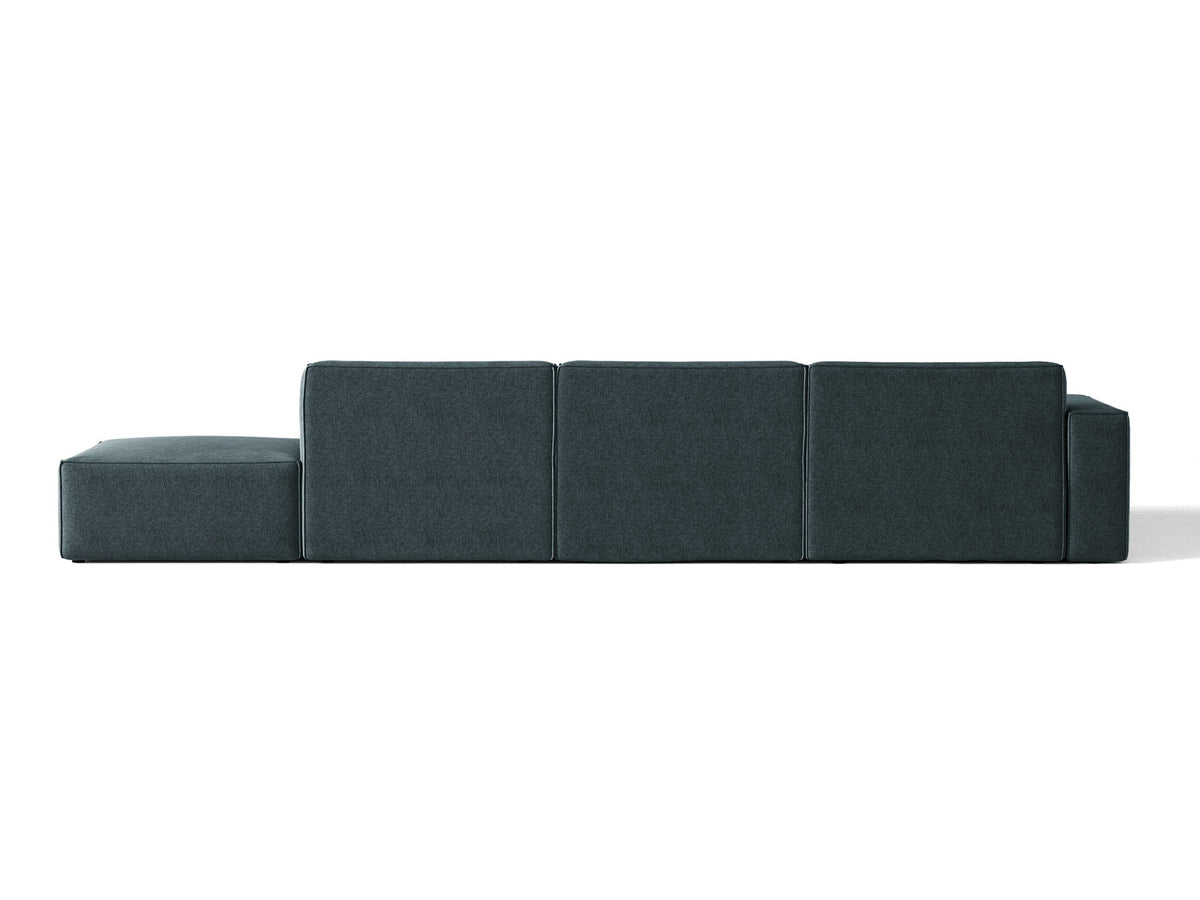 Modulares Ecksofa Jodie von Micadoni, L-Form mit Meridienne links, Polsterstoff, schwarze Beine