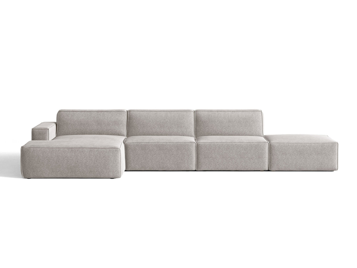 Modulares Ecksofa Jodie von Micadoni, L-Form mit Meridienne links, Polsterstoff, schwarze Beine