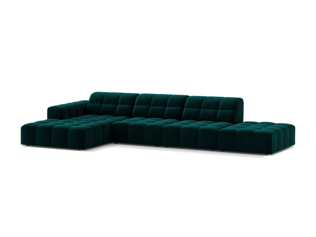 Linkes Ecksofa Jennifer von Micadoni in leichtem Beige mit Bluvel-Stoffbezug, L-Form und schwarzen Kunststoffbeinen aus Polypropylen
