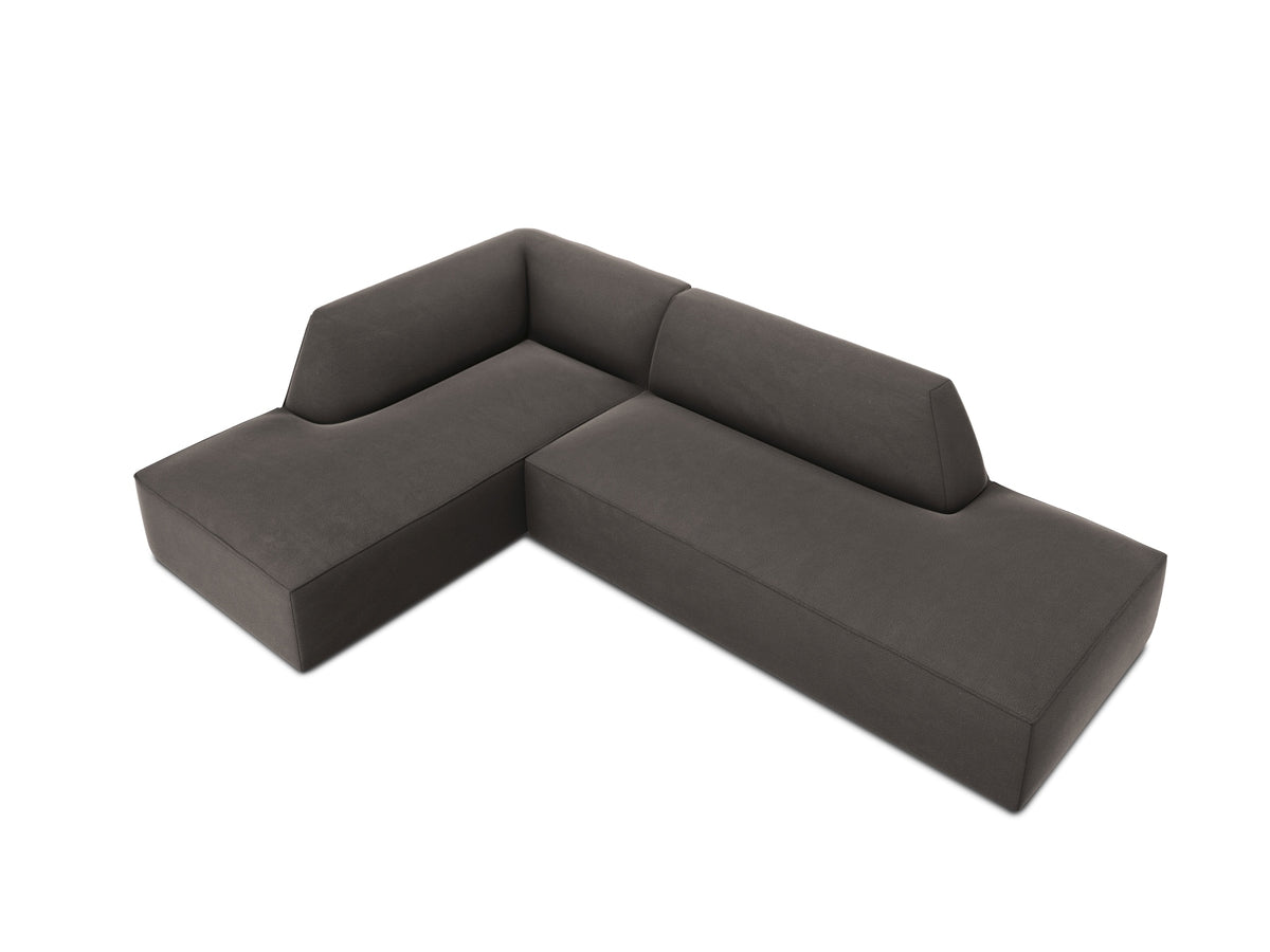 Ruby Velour modulares Ecksofa Open end links 4 Sitzer in Dark Grey-Salvador präsentiert im Onlineshop von KAQTU Design AG. Ecksofa links ist von Micadoni