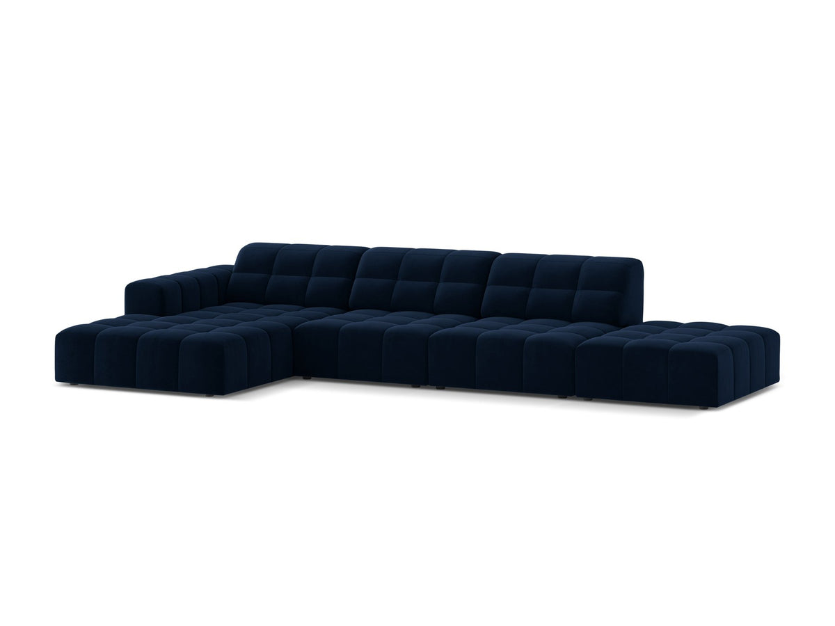 Linkes Ecksofa Jennifer von Micadoni in leichtem Beige mit Bluvel-Stoffbezug, L-Form und schwarzen Kunststoffbeinen aus Polypropylen