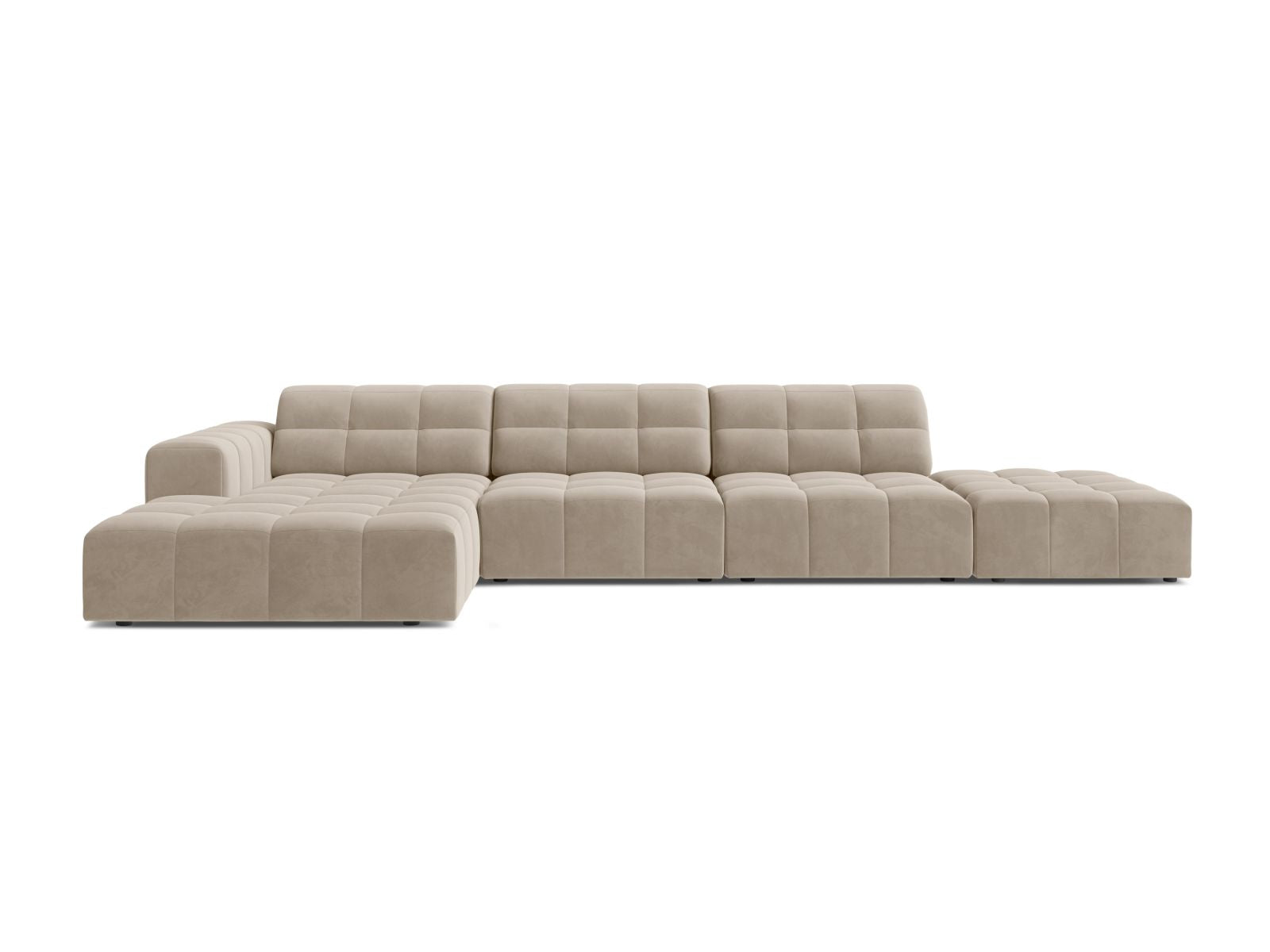 5-Sitzer Ecksofa links Jennifer in Dark Beige-Bluvel präsentiert im Onlineshop von KAQTU Design AG. Ecksofa links ist von Micadoni