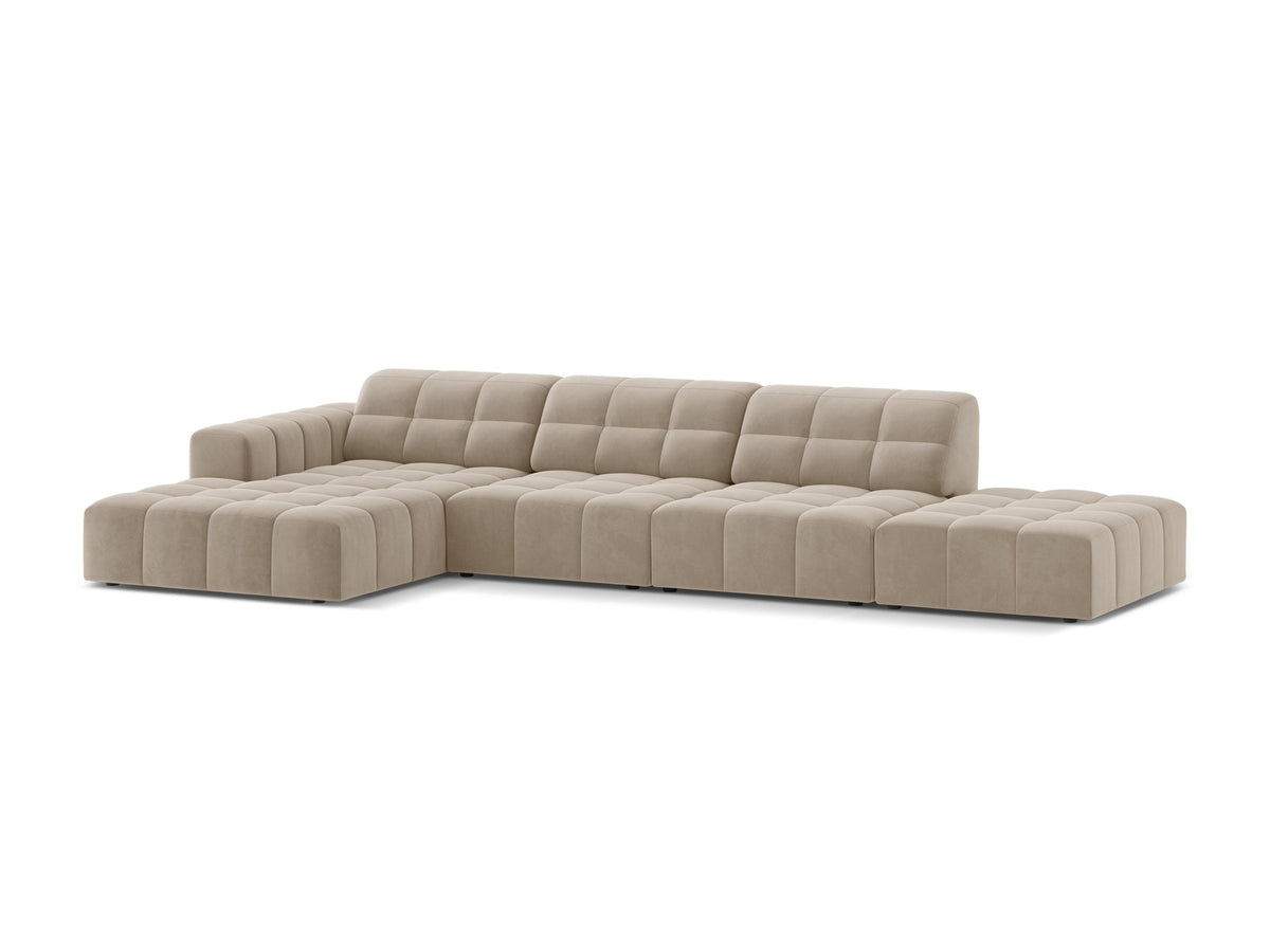 5-Sitzer Ecksofa links Jennifer in Dark Beige-Bluvel präsentiert im Onlineshop von KAQTU Design AG. L-Sofa links ist von Micadoni