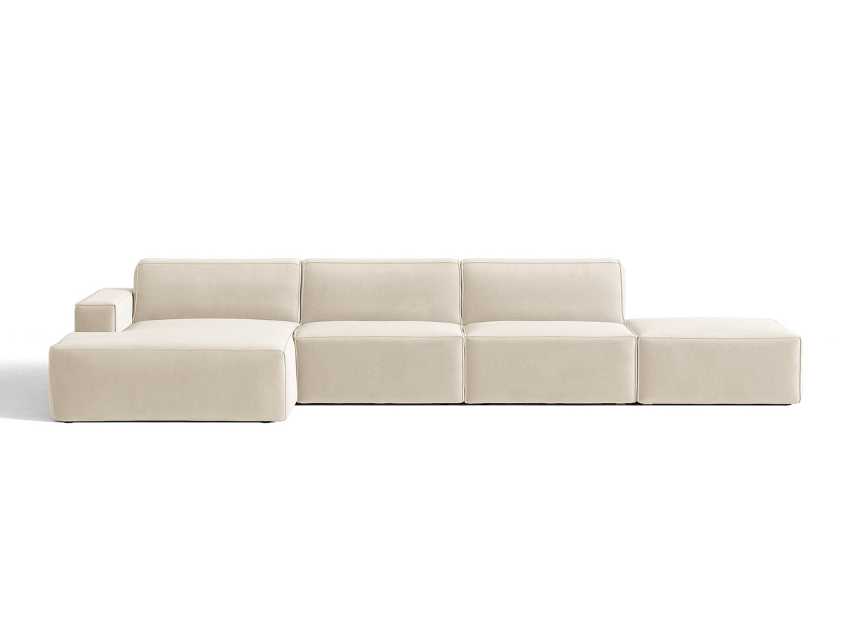 Modulares Ecksofa Jodie von Micadoni, L-Form mit Meridienne links, Polsterstoff, schwarze Beine