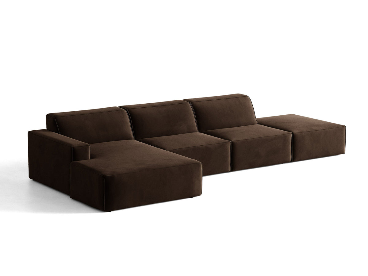 Modulares Ecksofa Jodie von Micadoni, L-Form mit Meridienne links, Polsterstoff, schwarze Beine