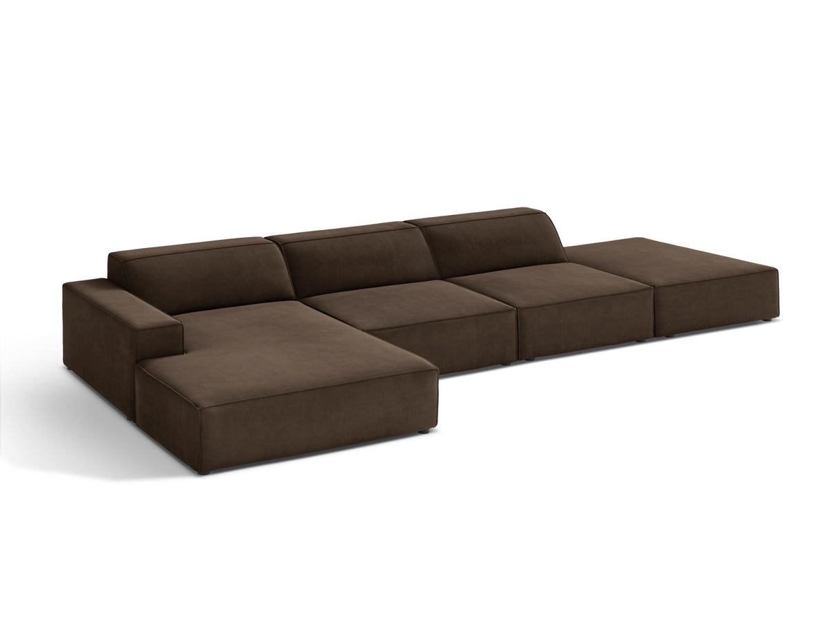 Jodie Velour modulares Ecksofa links 5 Sitzer in Dark Brown-Bluvel präsentiert im Onlineshop von KAQTU Design AG. Ecksofa links ist von Micadoni