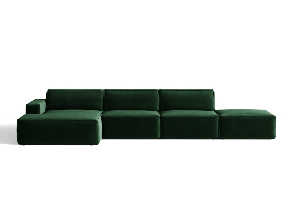 Modulares Ecksofa Jodie von Micadoni, L-Form mit Meridienne links, Polsterstoff, schwarze Beine