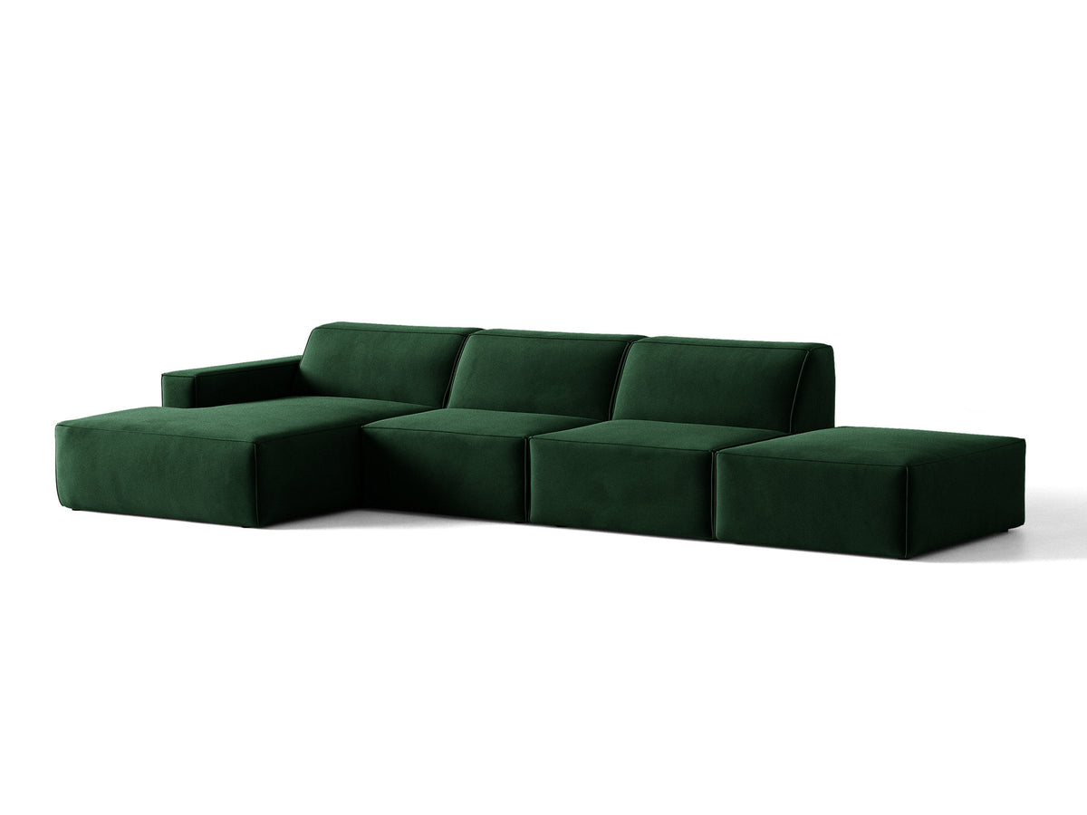 Modulares Ecksofa Jodie von Micadoni, L-Form mit Meridienne links, Polsterstoff, schwarze Beine