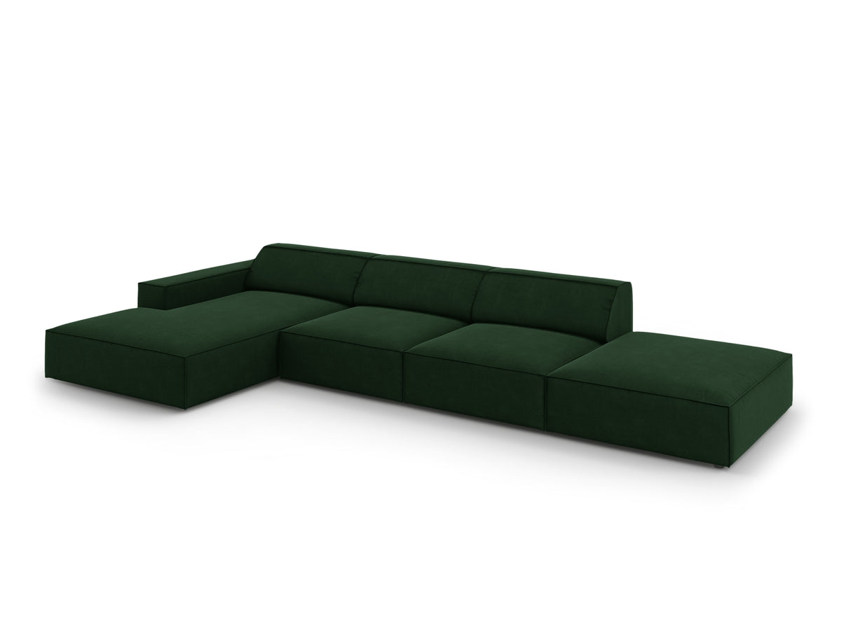 Jodie Velour modulares Ecksofa links 5 Sitzer in Bottle Green-Bluvel präsentiert im Onlineshop von KAQTU Design AG. L-Sofa links ist von Micadoni