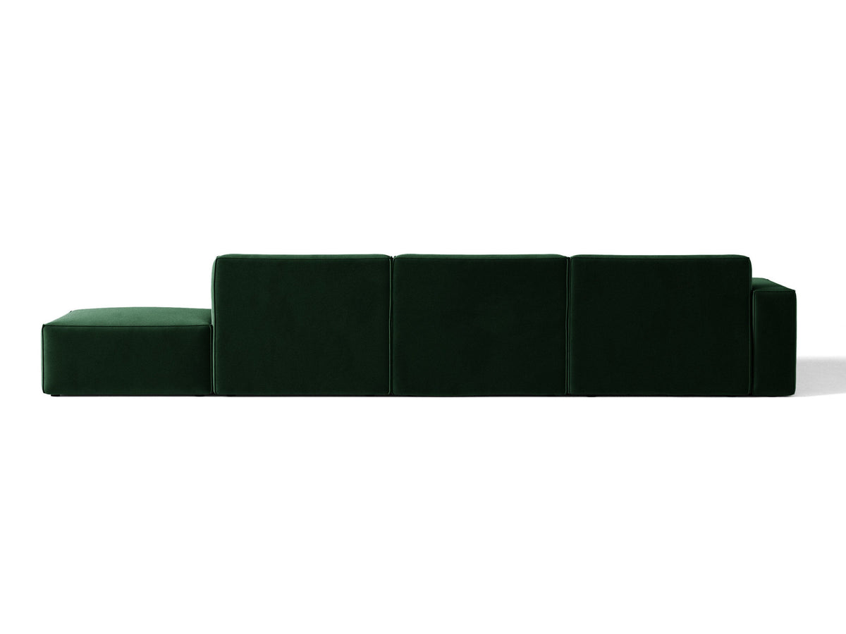 Modulares Ecksofa Jodie von Micadoni, L-Form mit Meridienne links, Polsterstoff, schwarze Beine