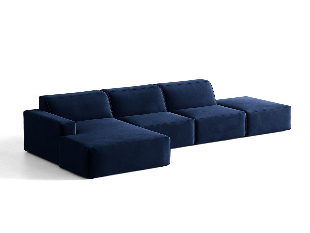 Modulares Ecksofa Jodie von Micadoni, L-Form mit Meridienne links, Polsterstoff, schwarze Beine