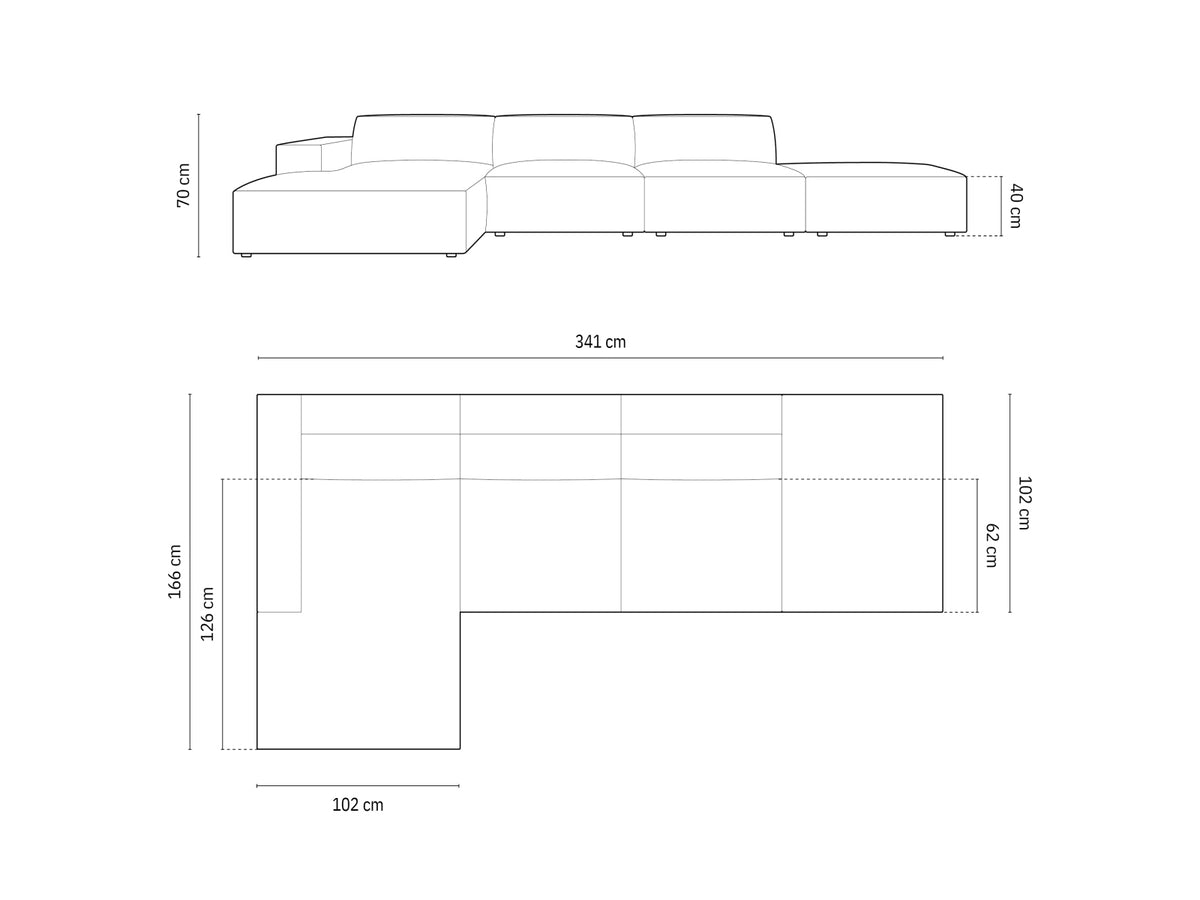 Jodie Velour modulares Ecksofa links 5 Sitzer in Grey-Bluvel präsentiert im Onlineshop von KAQTU Design AG. L-Sofa links ist von Micadoni