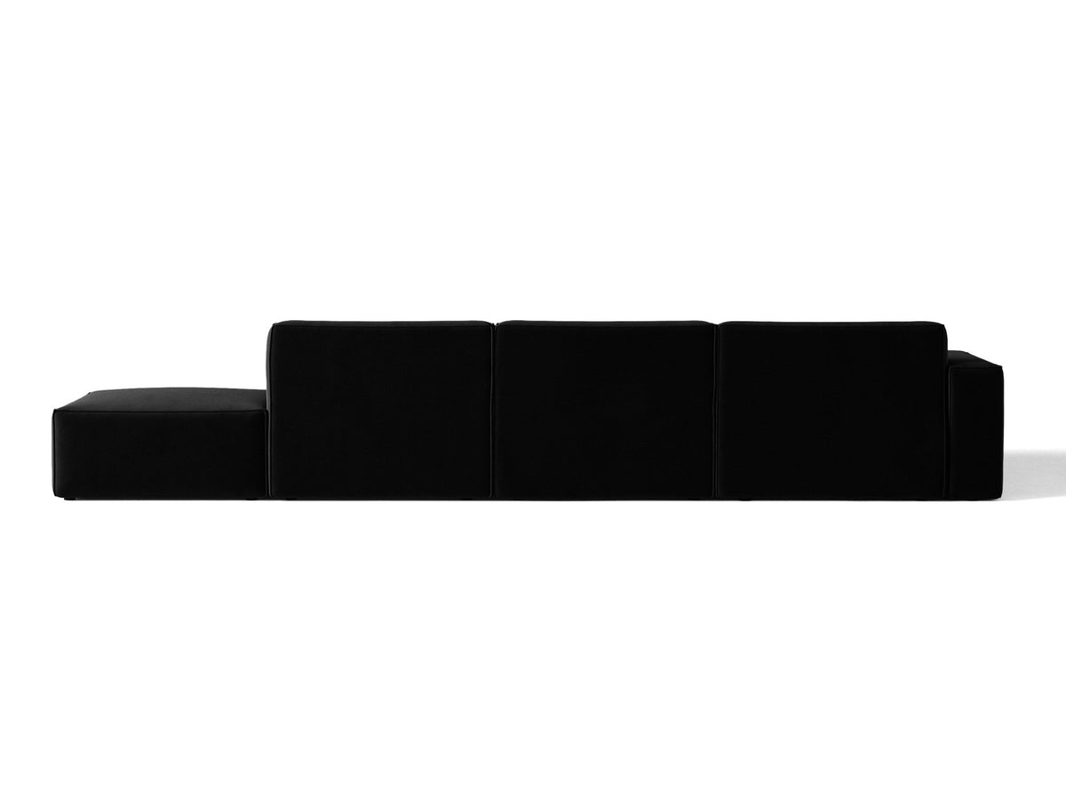 Modulares Ecksofa Jodie von Micadoni, L-Form mit Meridienne links, Polsterstoff, schwarze Beine