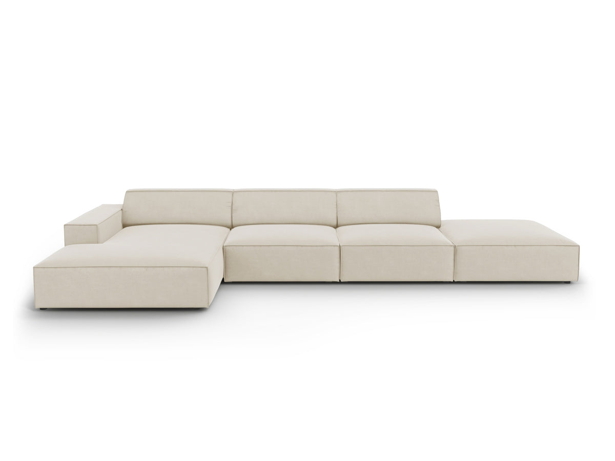 Jodie Velour modulares Ecksofa links 5 Sitzer in Dark Beige-Bluvel präsentiert im Onlineshop von KAQTU Design AG. L-Sofa links ist von Micadoni