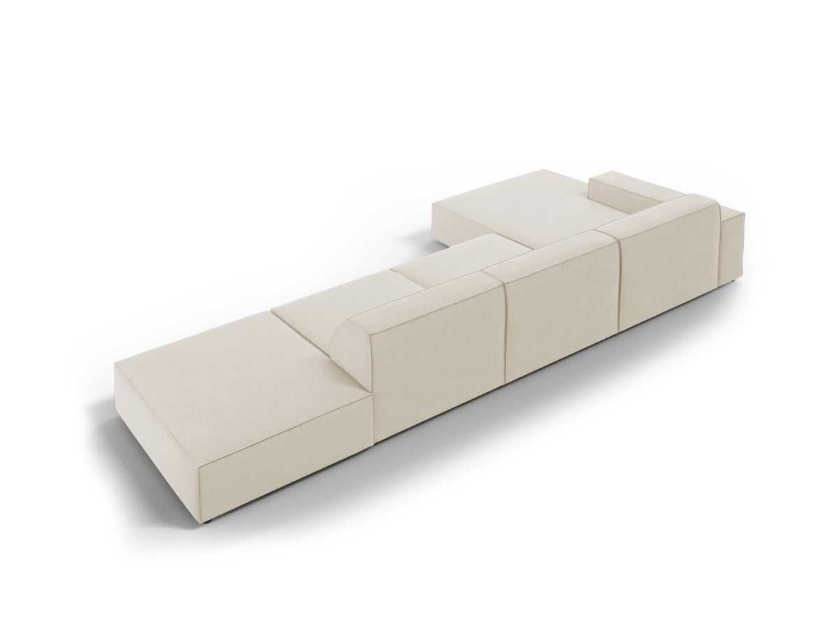 Jodie Velour modulares Ecksofa links 5 Sitzer in Dark Beige-Bluvel präsentiert im Onlineshop von KAQTU Design AG. L-Sofa links ist von Micadoni