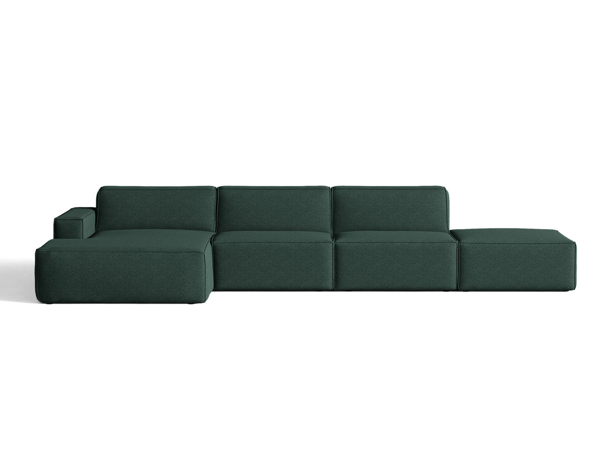 Modulares Ecksofa Jodie von Micadoni, L-Form mit Meridienne links, Polsterstoff, schwarze Beine