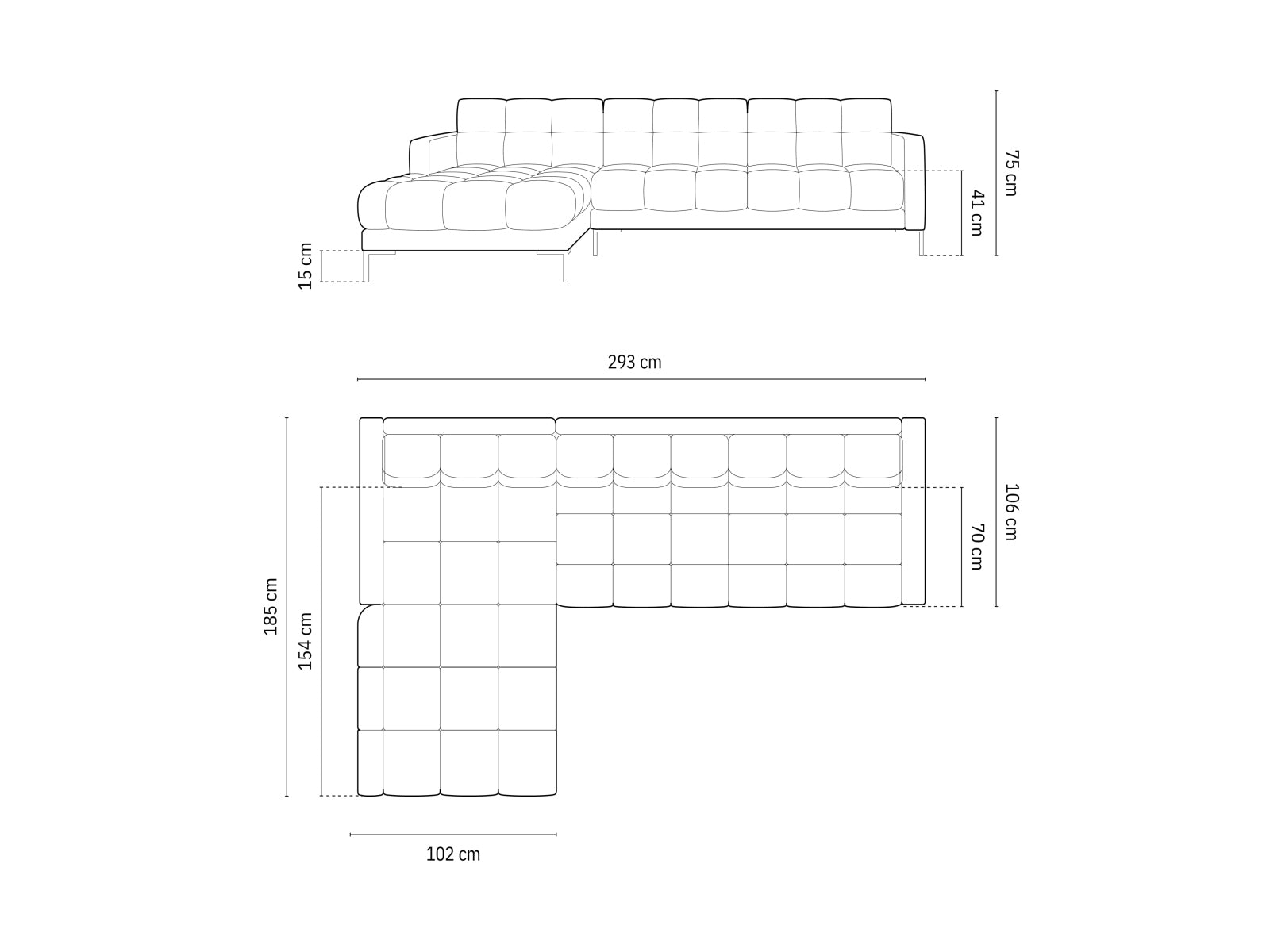 Mamaia Ecksofa links 5 Sitzer in White/Gold präsentiert im Onlineshop von KAQTU Design AG. Ecksofa links ist von Micadoni