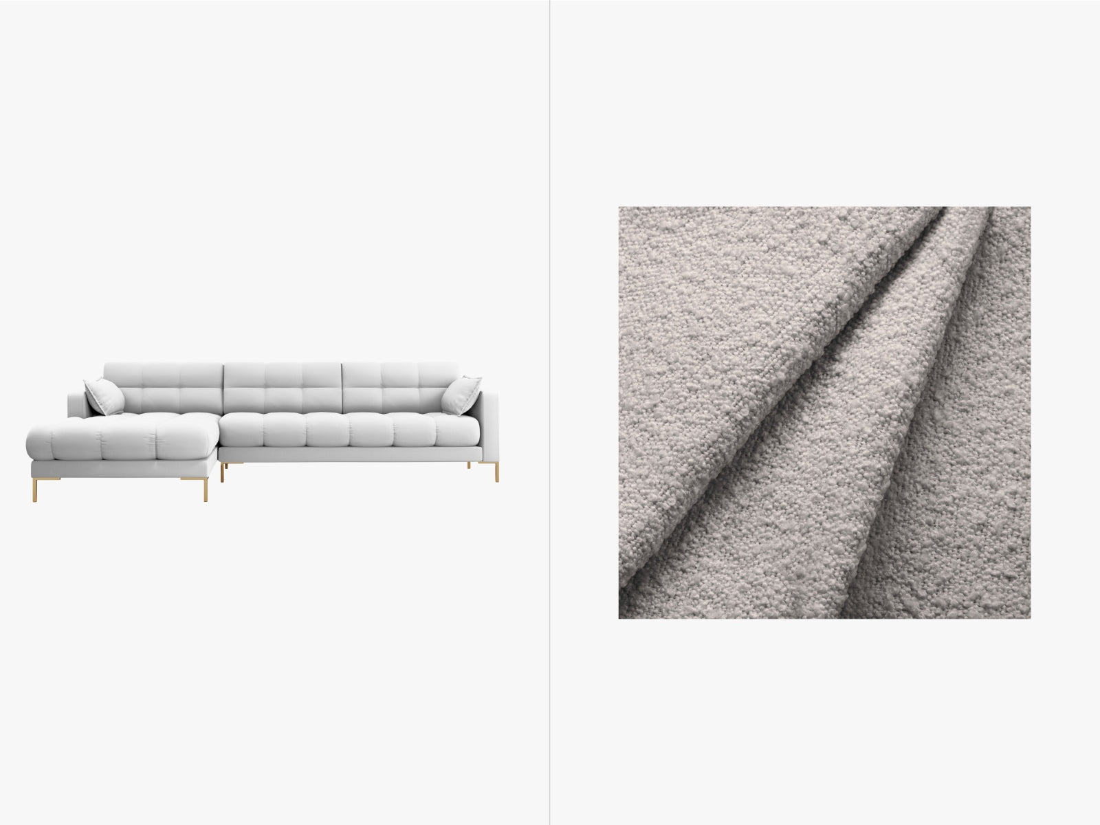 Mamaia Ecksofa links 5 Sitzer in Light Grey/Gold präsentiert im Onlineshop von KAQTU Design AG. Ecksofa links ist von Micadoni
