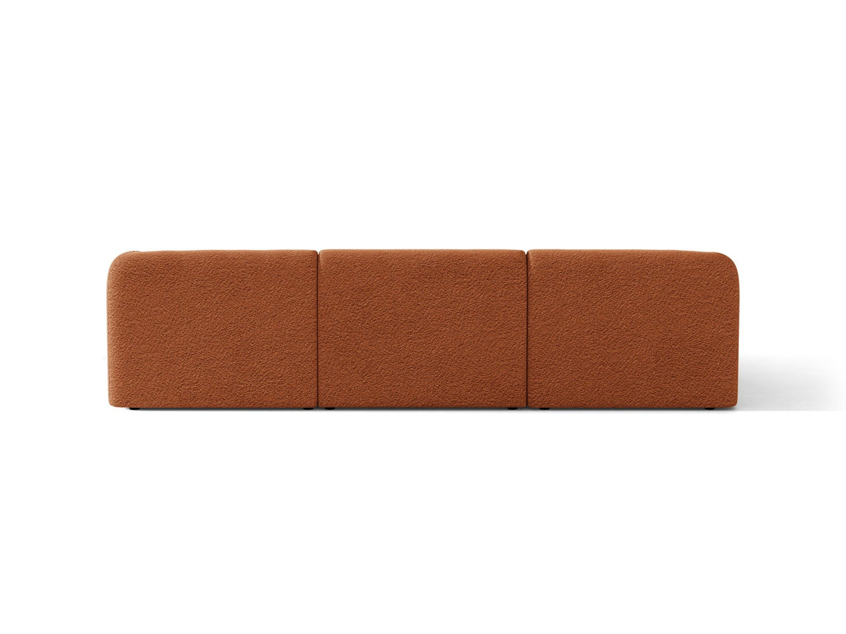 Miley Linkes Ecksofa von Micadoni, L-Sofa links in Dunkelbeige mit Bluvel-Stoffbezug und schwarzen Kunststoffbeinen, Frontalansicht.