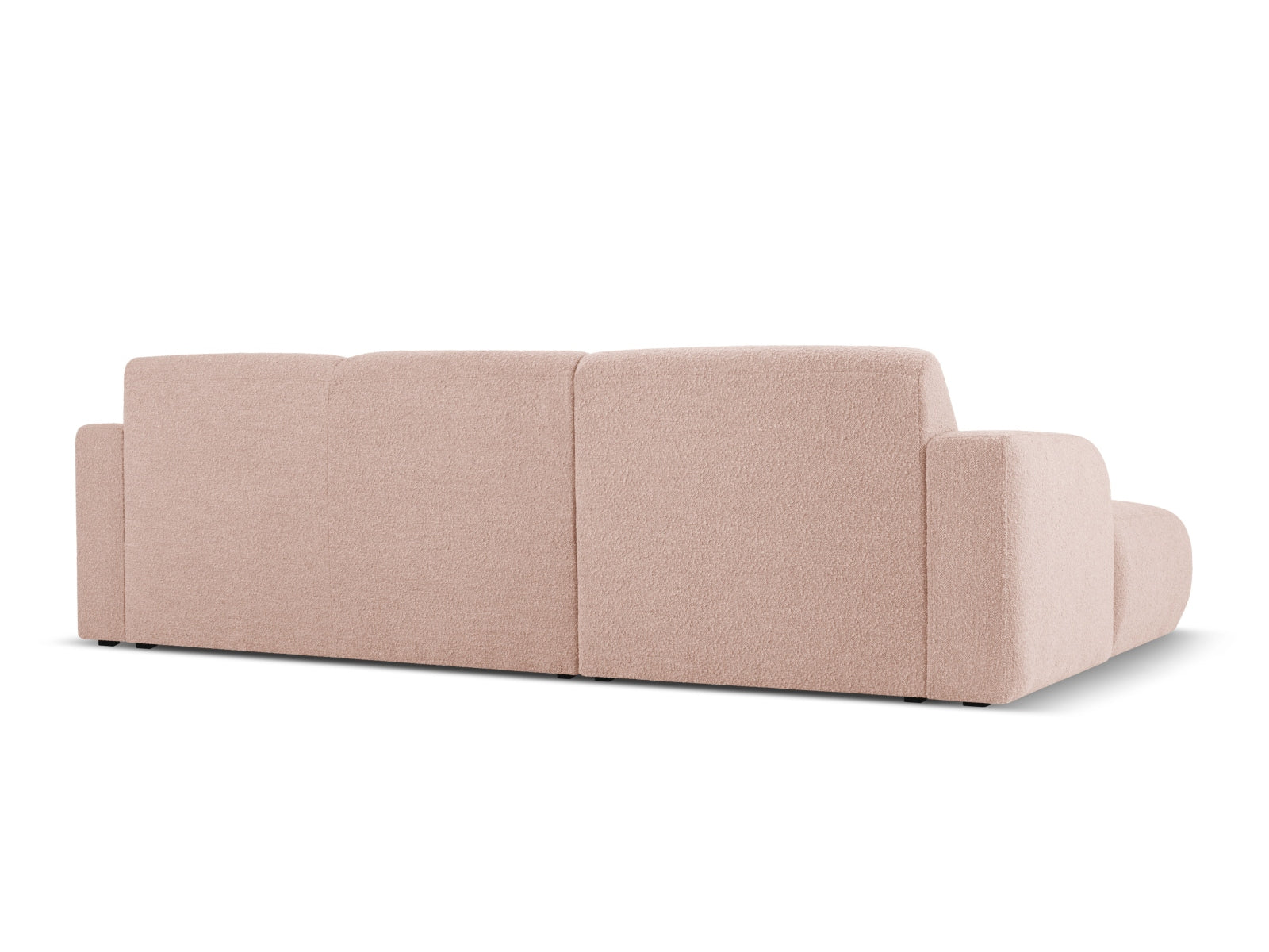 Stilvolles Molino Boucle Ecksofa links in zartem Powder Pink, perfekt für moderne Wohnzimmer. 4-Sitzer von Micadoni.