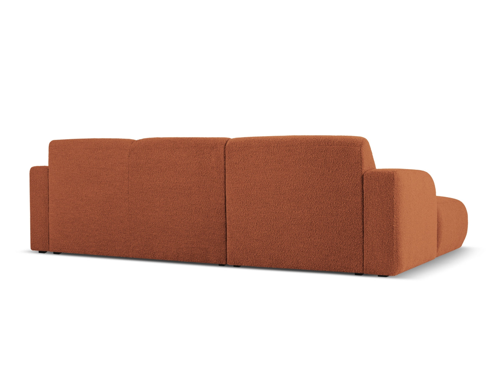 Stilvolles Molino Boucle Ecksofa links in warmem Terracotta, perfekt für moderne Wohnzimmer. Geräumiges 4-Sitzer Modell von Micadoni.