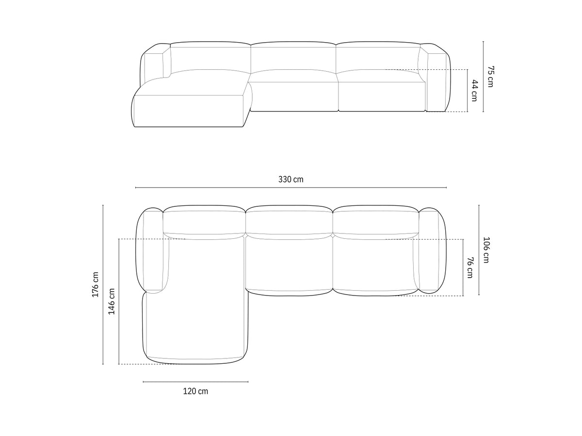 Martina Modulares Ecksofa links 3 Sitzer in Light Beige-Vogue präsentiert im Onlineshop von KAQTU Design AG. L-Sofa links ist von Micadoni