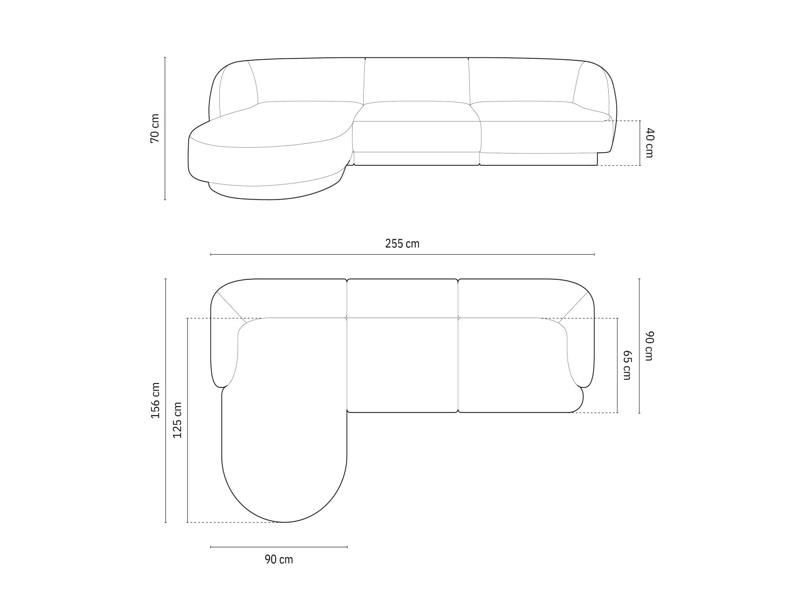 Miley Ecksofa links 4 Sitzer in Black präsentiert im Onlineshop von KAQTU Design AG. Ecksofa links ist von Micadoni