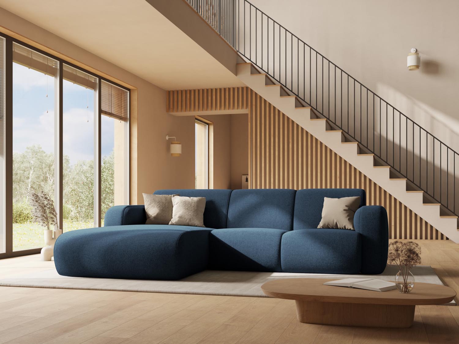 Molino Ecksofa links 4 Sitzer in Petrol präsentiert im Onlineshop von KAQTU Design AG. Ecksofa links ist von Micadoni