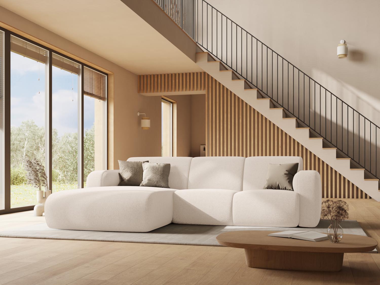 Molino Ecksofa links 4 Sitzer in Black präsentiert im Onlineshop von KAQTU Design AG. Ecksofa links ist von Micadoni