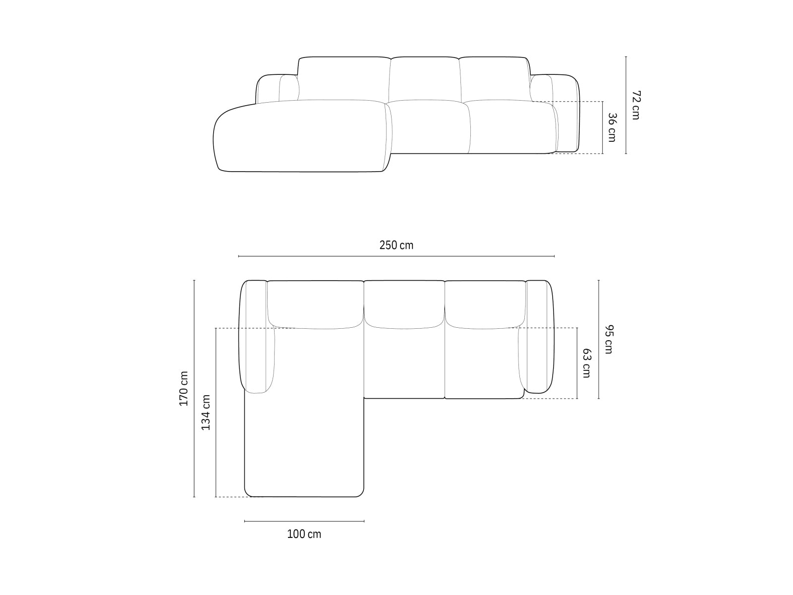 Molino Ecksofa links 4 Sitzer in Bordeaux präsentiert im Onlineshop von KAQTU Design AG. Ecksofa links ist von Micadoni