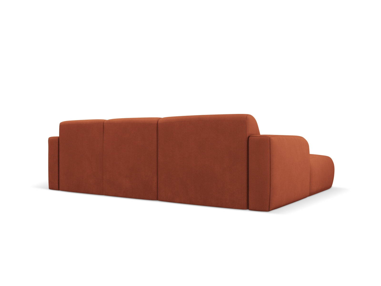 Elegantes Molino Ecksofa links in strahlendem Orange, perfekt für stilvolle Wohnzimmer. Geräumiges 4-Sitzer Modell von Micadoni.