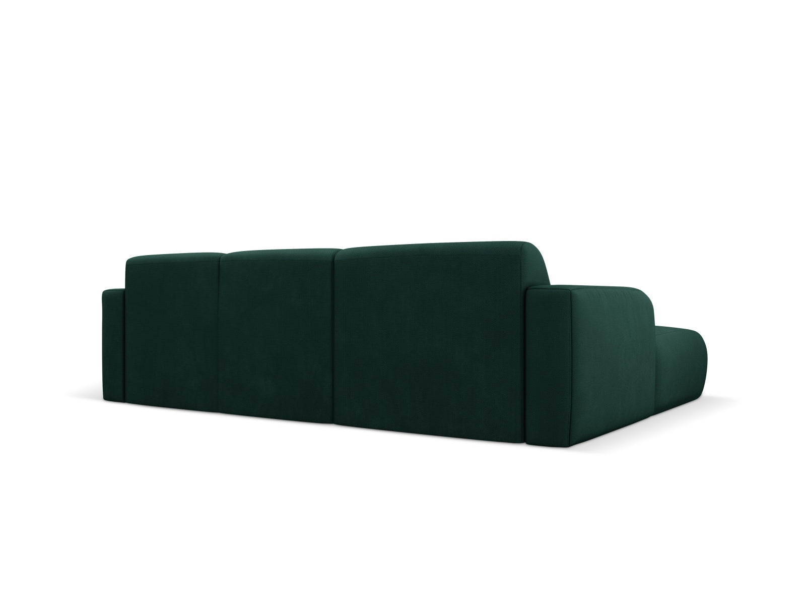 Modernes Molino Ecksofa links in edlem Bottle Green-Rebel, perfekt für gemütliche und stilvolle Wohnzimmer. 4-Sitzer von Micadoni.