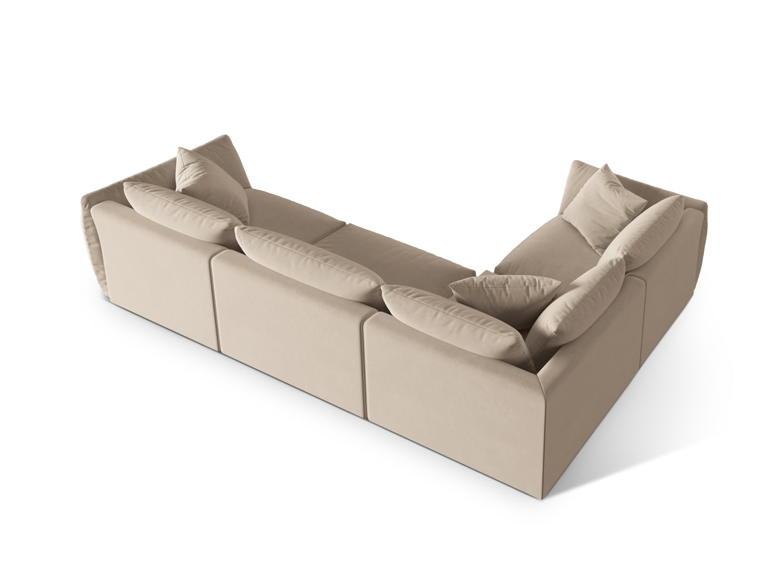 Elegantes Chris Velour Ecksofa in Ecru-Casino, ideal für stilvolle Wohnräume. Geräumiger 4-Sitzer von Micadoni für höchsten Komfort.