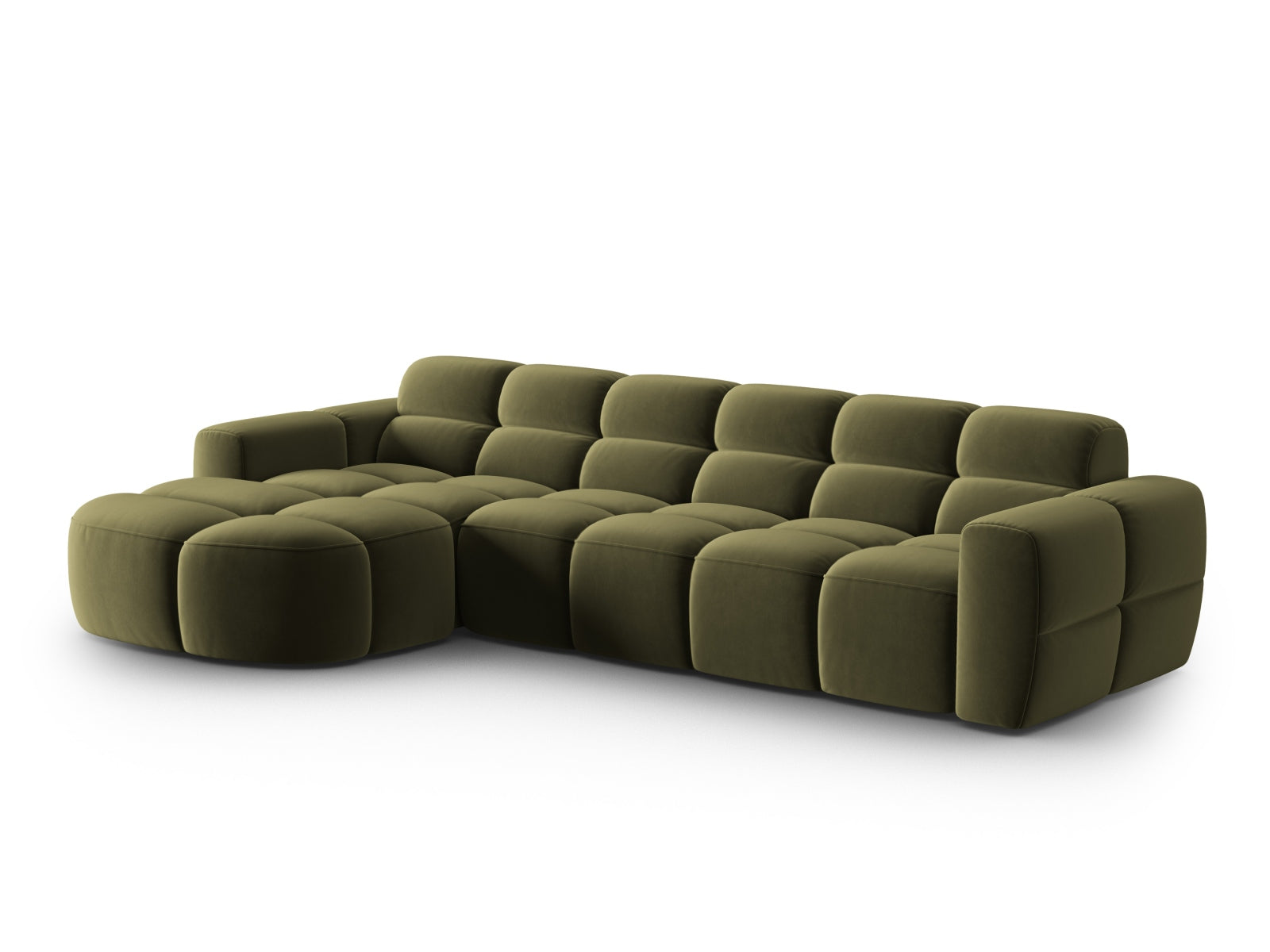 Lisa Velour links Ecksofa 4 Sitzer in Light Green präsentiert im Onlineshop von KAQTU Design AG. Ecksofa links ist von Micadoni